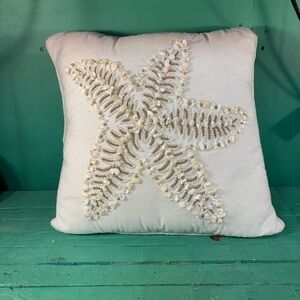Kirklands White Embellished Starfish Accent Pillow